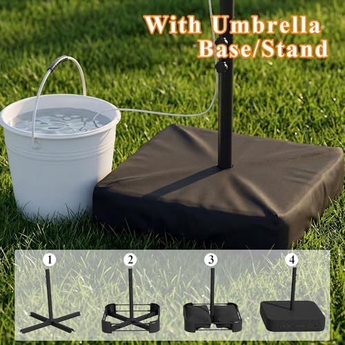 15 FT Patented Misting Patio Umbrella with Base, Outdoor Umbrella with Built-in Rechargeable Mist System - Image 4