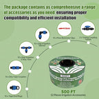 500FT 5/8" Drip Tape Irrigation Kit, 16 Mil Heavy Duty with 6" Emitter Spacing, Silver Reflective Drip Tape Helps Prevent Pecking & Biting Damage, Heat-Safe for Seedlings, Reinforced PE Material - Image 2
