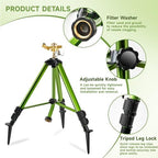 Impact Sprinklers on Tripod Base with Ground Plugs,Heavy Duty Brass Head Sprinkler with 360 Degree Spray,0-44ft Large Area Irrigation,Tripod Sprinkler with Extension Legs for Yard Garden Lawn,1 Pack - Image 5