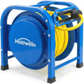 Heavy Duty Retractable Air Hose Reel, 3/8" x 100FT Flex Hybrid Hose, 300PSI Max, Spring-Driven Steel Frame, Floor-Standing Quad Pod Design, Portable & Kink-Resistant by HoldwellS