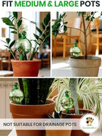 16 Oz 3 pcs Plant Watering Globes for Indoor Plants with Metal Self Watering Planter Insert - Premium XL Glass Hand-Blown Globes - Automatic Plant Waterer Indoor [Mosaic, Green & Crystal] - Image 5