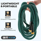Expandable Garden Hose 50 ft with 10 Function Spray Nozzle, Flexible, Kink Free, Leak-Proof, Ultra Lightweight Retractable Stretch Water Hose 50ft for Yard, Lawn, Car Wash and Outdoor (Black Cyan) - Image 6