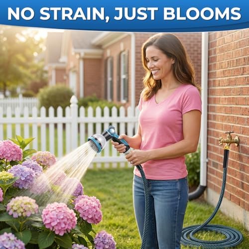 Non-Expandable Garden Hose – Ultra Lightweight & Leak-Proof Kink-Free Water Hose with 10-Function Spray Nozzle – Wear-Resistant Hybrid Hose for Yard, Lawn, Car Wash & Outdoor Use – 100 ft - Image 7