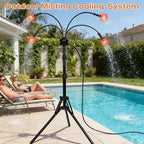 Standing Misters for Outside Patio Cooling, 5.3 FT Adjustable Stand Misting System, 4 Brass Nozzles + 4 Extra Heads, Thickened Base Portable Water Mister for Garden, Deck, Poolside - Image 4