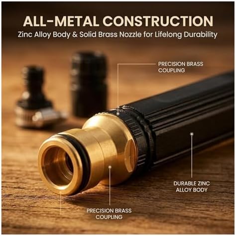 Heavy Duty Adjustable Hose Nozzle, 2026 High Pressure Jet Sweeper Spray Nozzle with Leak-Proof Design, Metal Garden Hose Sprayer for Car Wash, Lawn, Patio Cleaning, Garden(Black 1PC) - Image 2
