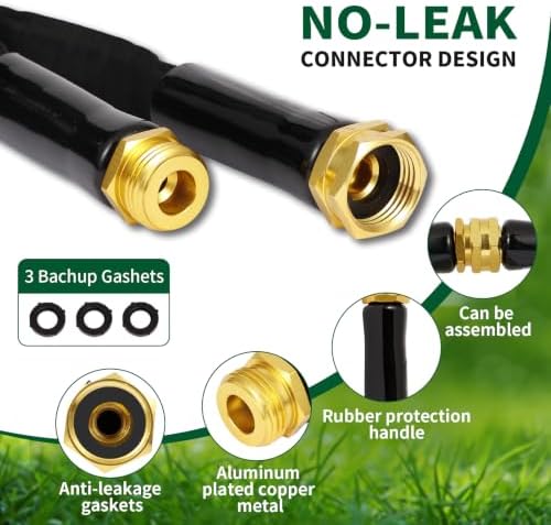 Garden Hose 100 FT Non-Expanding Water Hose Lightweight, Flexible Garden Hose with 10 Function Nozzle, Kink-Free, Durable, High-Pressure, Abrasion Resistant Hoses for Yard, Garden, Car Wash (100 FT) - Image 4