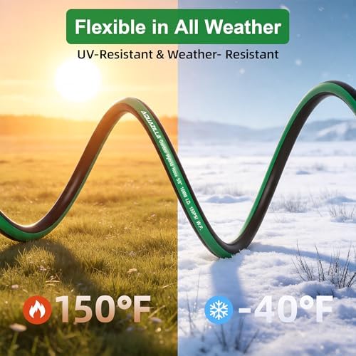 Garden Hose 125ft x 5/8" All-Weather Flexible Water Hose Lightweight, Durable, Kink-resistant, Heavy Duty Hybrid Polymer Hose, Male to Female Leak-Free Aluminum Connections, Burst 600 PSI. - Image 5