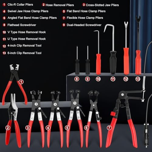 13 PCS Hose Clamp Pliers Set for Coolant Radiator Heater/Water Hose - Image 2