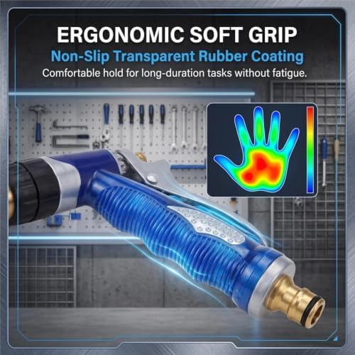 Garden Hose Nozzle, Full Alloy & Brass, 5-Stage Adjustable, 360° Rotation - Image 7