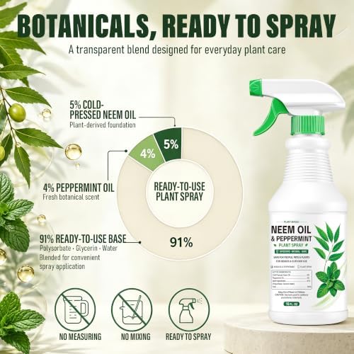 Neem Oil Spray for Plants with Peppermint Oil, Ready-to-Use, 16 oz - Image 6