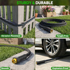 Non-Expanding Garden Hose 75ft w/10 Function Nozzle, Lightweight Water Hose - Image 7