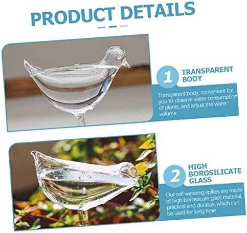 POPETPOP 4pcs Self Watering Glass Decorative Design Automatic Watering Globes for Indoor Plants Easy to Use Borosilicate Glass for Travel and Busy Lifestyles - Image 7