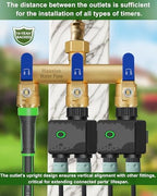 3 Way Hose Splitter, Heavy Duty Full Flow Garden Water Hose Bib Spigot Splitter, Brass Rust and Freeze Resistant Outdoor Faucet Splitter, T Adapter Connector with 3/4 - Inch GHT Thread （Blue） - Image 6