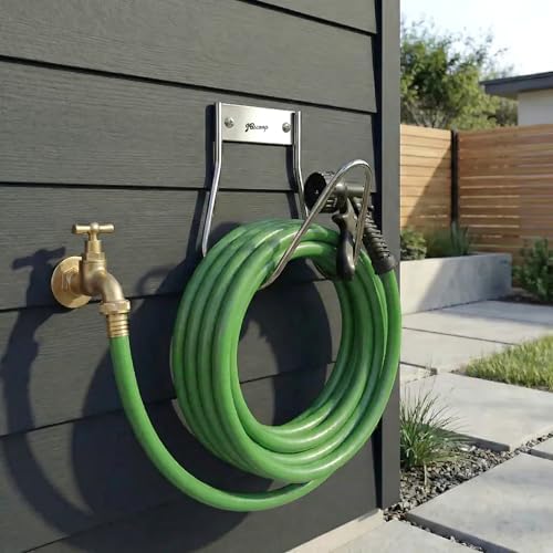 JBscoop Garden Hose Holder Stainless Steel Small Wall Mount Garden Hose Hook, Ideal for Water, Air, Hydraulic Hose, Ropes, Extension Cords Heavy Duty & Rust Proof Set of 2 - Image 4
