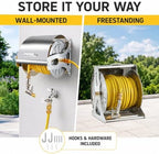 Garden Water Hose Reel with Hand Crank, 304 Stainless Steel Frame and Cover, Wall or Floor Installation, 50 m Capacity, Replaceable 1/2 Inch Hose for Garden and Patio 10m - Image 6