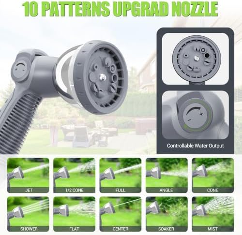 Retractable Garden Hose, 1/2" x 160 ft Wall Mounted Garden Hose Reel with 10-Pattern Hose Nozzle, Heavy Duty Water Hose Any Length Lock,Slow Return System,180°Swivel Bracket - Image 2