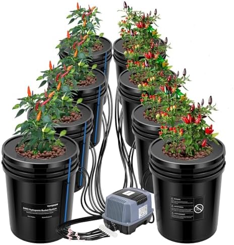 VIVOSUN DWC Hydroponics Grow System with Top Drip Kit 8 Buckets by VIVOSUN