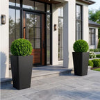 KOL Planters for Outdoor Plants, 20 Inch Tall Black Plant Pots, 2 Pack by KOL