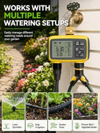 Hose Timer 2 Outlet, 2 Zone Programmable Sprinkler Timer with Rain Delay & Manual Mode, Heavy Duty Digital Timer for Garden Hose, Auto Irrigation Controller for Lawn, Yard & Drip Irrigation Outdoor - Image 5