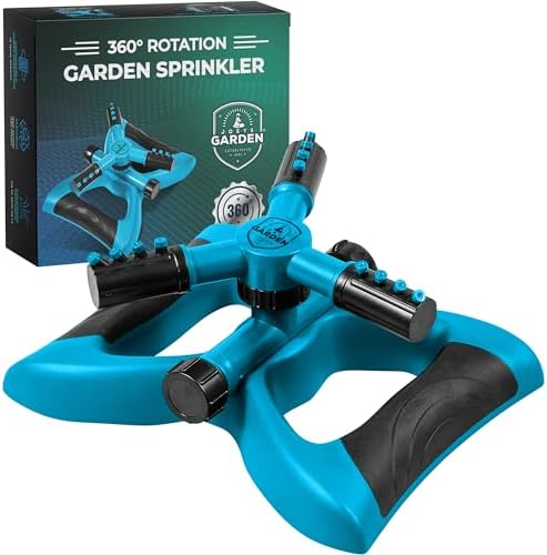 Joeys Garden Rotating Lawn Sprinkler for Yard & Kids, 360° Coverage, Blue by Joeys+Garden