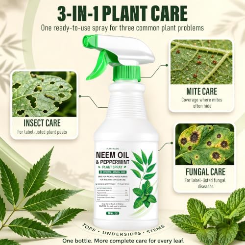 Neem Oil Spray for Plants with Peppermint Oil, Ready-to-Use, 16 oz - Image 3