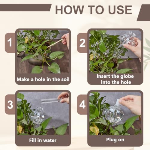 AHANDMAKER 6 Pack Cactus Shaped Glass Plant Self Watering Globes Automatic Mini Irrigation System for Potted Plants Indoor Outdoor Garden Office Decoration Gift for Plant Lovers - Image 4