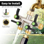 EJW 4 Way Garden Hose Splitter, Heavy Duty Garden Hose Splitter, High Flow Garden Hose Splitters, Fitting 3/4” Brass Outdoor Hose Splitter, Garden Hose Adapter Connector,Water Hose Splitter. - Image 2