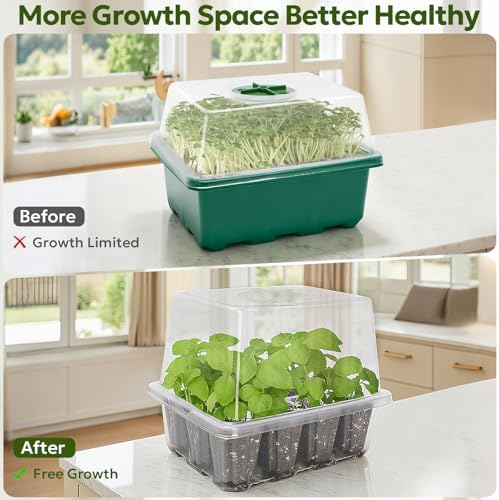 MIXC 6 Pack Seed Starter Kit with Grow Light, Humidity Dome, Transparent - Image 3