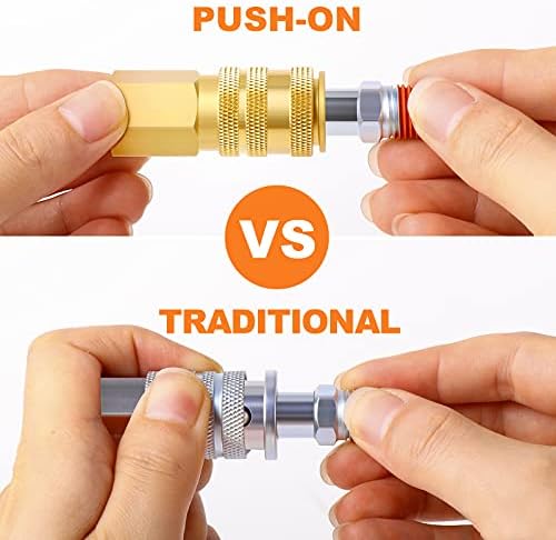 GASHER 12PCS 1/4-Inch Universal Brass Female Industrial Coupler,1/4 Inch NPT Female Threads Size,3 in 1 Quick Connect Air Coupler - Image 6