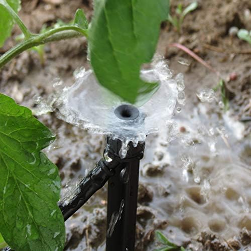 Lxcom Lighting 50 Pack Irrigation Drippers 28cm/11in Drip Emitters Adjustable 360 Degree Full Circle Fan Shape with Stake Micro Sprayer Drip for 1/4 inch Irrigation Tube Hose for Garden(Black) - Image 3