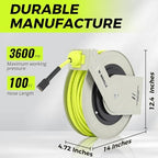 M MINGLE Retractable Pressure Washer Hose Reel, Pressure Washer Hose 50 FT x 1/4" - Image 2