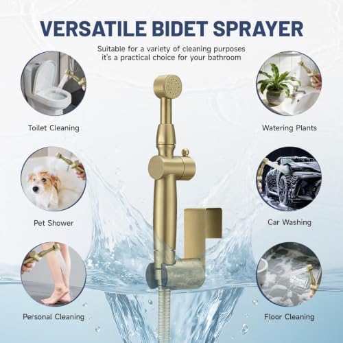 Gold Handheld Bidet Sprayer Attachment for Toilet, Brass - Image 3
