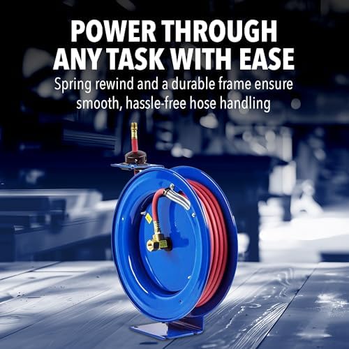 Coxreels P-LP-350 Retractable Air/Water Low-Pressure Hose Reel, P Series, 3/8 in x 50 in 300 PSI - Easy-to-Use Compact Design- Heavy-Duty Steel Construction, Made in The USA - Image 2