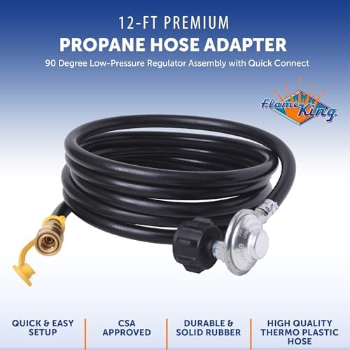Flame King 90 Degree Low-Pressure Propane Gas Regulator Hose with Quick Connect for RVs, Grills, Heaters, Burners, 12 Feet - LPRH12 - Image 2