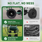 VINGLI 300FT 4-Wheel Garden Hose Reel Cart with Storage Basket, Portable Residential Hose Reel Cart, Lawn Watering, for Garden Backyard and Farm (Green) - Image 3