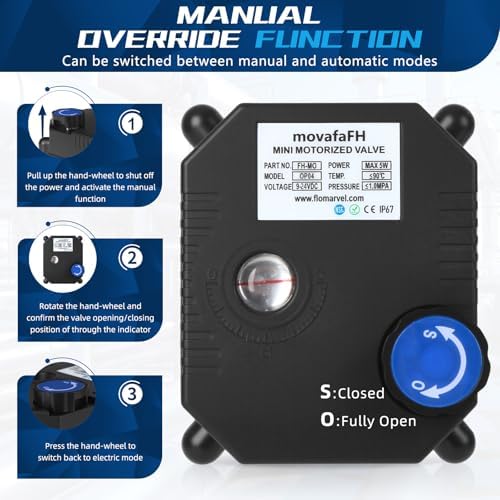 3/4" 3 Way L Port Motorized Ball Valve Brass - 2 Wire Auto Return Electric Water Valve Normally Closed with Manual Override, 9-24V AC/DC, Long Life Automatic Ball Valve, IP67 - Image 5