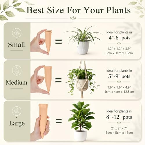 12 Pack Terracotta Watering Spikes with Lids Plant Watering Spikes Automatic Plant Waterer Devices Outdoor Indoor Vacation Friendly Slow Release Self Waterer Planter Insert(Large) - Image 2