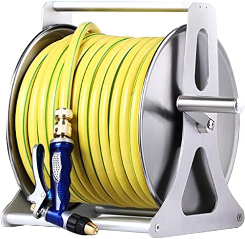 Portable Stainless Steel Wall Mount Hose Reel (Silver +DN15 25m yellow pipe) by Unknown