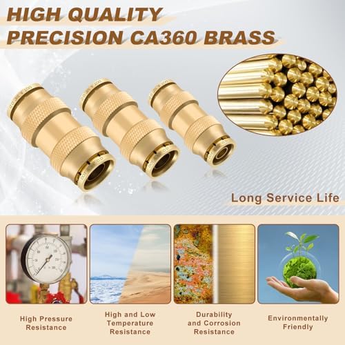 18PCS 1/2" 3/4" 5/8" Brass Dot Air Line Fittings Kit, Straight Union - Image 3