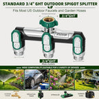 Garden Hose Splitter 3 Way, Heavy Duty Metal, 3/4" GHT, Green - Image 7