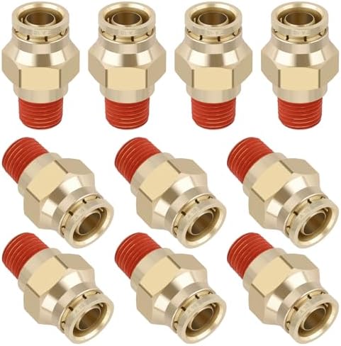 DOT Approved Male Straight Brass Union 1/2" Tube x 1/4" NPT, 10PCS by BOERAY