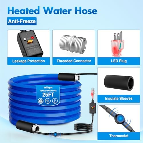Nilight 25FT Heated Water Hose RV 5/8”Inside Diameter -45°F Freeze - Image 2