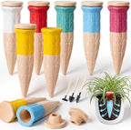 6 Pack Terracotta Watering Spikes with Lids and 3 Shovels Plant Watering Devices Wine Bottle Automatic Plant Slow Release Self Planting Stakes for 4”-6” Pots(3.94 x 1.18 x 1.18 Inches) by Ferrochef