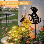 Solar Garden Lights Outdoor Decor, Watering Can with Dog Stake, Waterproof - Image 2