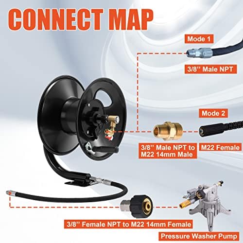 Tool Daily Pressure Washer Hose Reel 100FT x 3/8" / 150FT x 1/4" for Water - Image 4