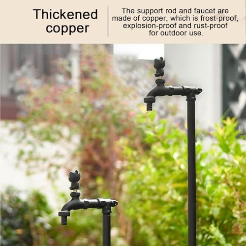 Free Standing Hose Holder, Garden Fountain, All-Copper Cylinder and Faucet, Suitable for Irrigation and car Washing(60cm/23.6in) - Image 4