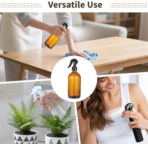 OMISTAR 6 Pcs 16 oz Amber Glass Spray Bottles for Cleaning - Empty Glass Spray Bottle Set with Labels and Pen, Refillable Container for Essential Oils, Trigger Sprayer, Adjustable Nozzl, Leakproof - Image 6