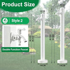 Stainless Steel 60/95cm Water Dispenser Column, Round with Water Tap and Hose Connector Free-Standing Garden Tap Outdoor Spigot, Vertical Water Hydrant(White,95cm/37.4in,Style 2) - Image 2