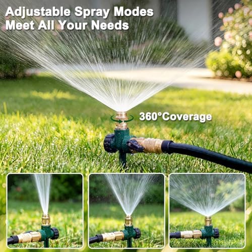 FANHAO 3-Pack Heavy-Duty Metal Lawn Sprinkler for Yard, 360° Adjustable Garden Water Sprinkler with Spike Base, Large Area Irrigation System for Lawn, Grass, Patio & Backyard - Image 5