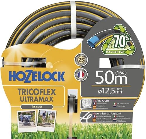 HOZELOCK - Ultramax Hose 12.5mm x 50 m, Up To 70% Recycled PVC, Robust, Weather-Resistant, Anti-Twist, Anti-Kink and Anti-Crush Hose, [7950P0000] by Hozelock